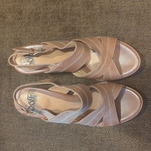 Tan, wedge sandals